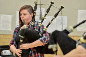 Maria Birch shows off her piping talents