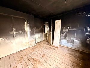The home has sustained significant fire damage. Picture: Mannleys/Rightmove