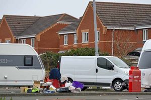 Travellers on the car park of Cannock Chase leisure centre