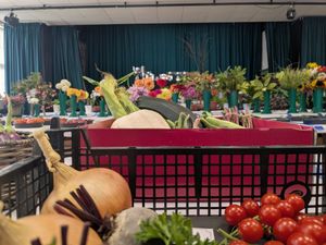 Vegetables and flower in main room