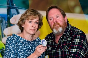 James Brindley's parents at Lloyd House today, where they spoke to the media