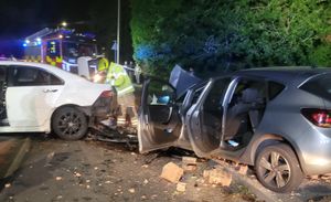 The two cars were left in the road by the occupants. Photo: Dudley Fire Station