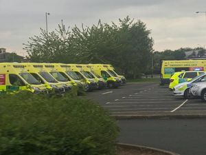 Ambulances on standby at Toys R Us. Photo: David Tomkins