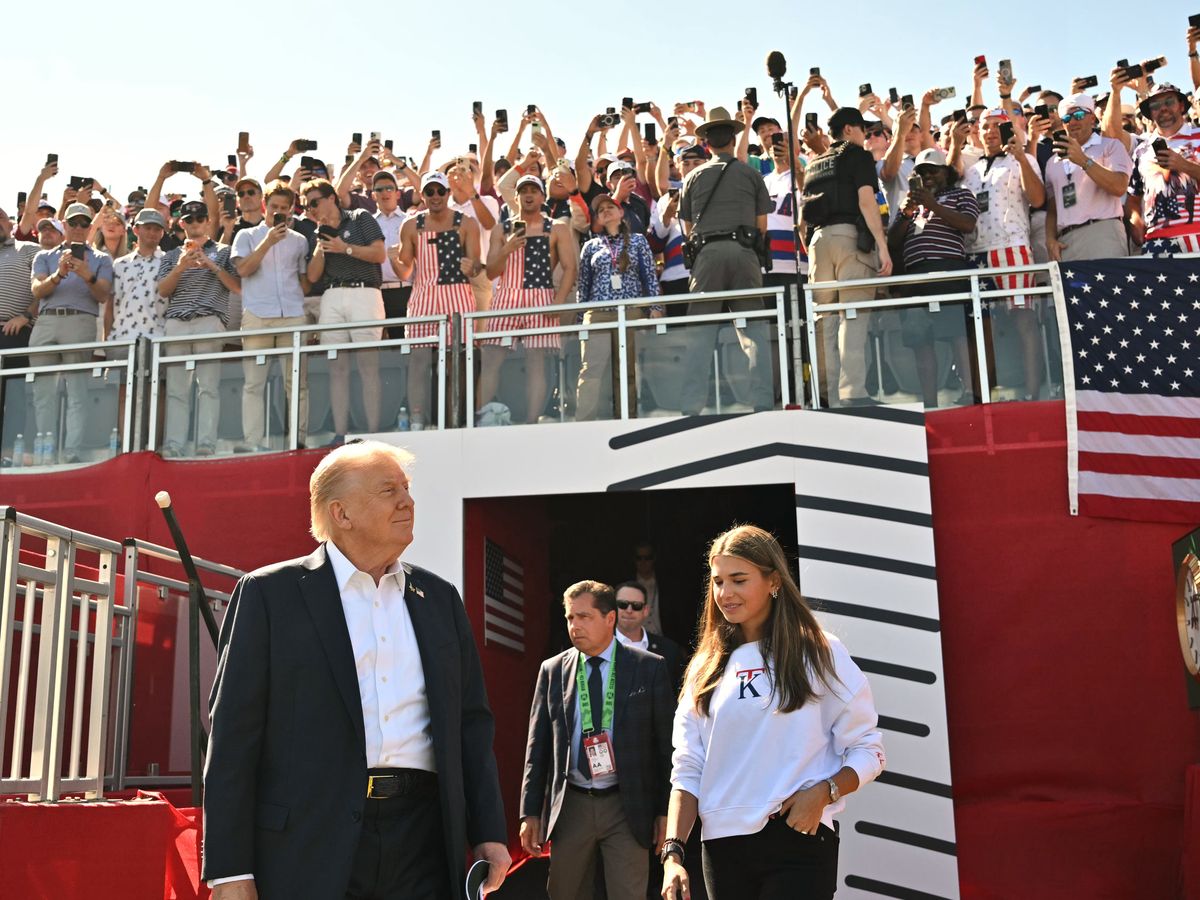 United States President Donald Trump introduced to the crowd at the Ryder Cup