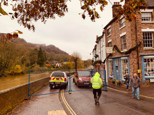 Supporting image for story: Flood barriers go up in Ironbridge as county remains on alert