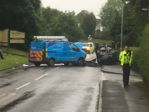 Supporting image for story: Road closed after crash leads to overturned van in one of two Dudley smashes