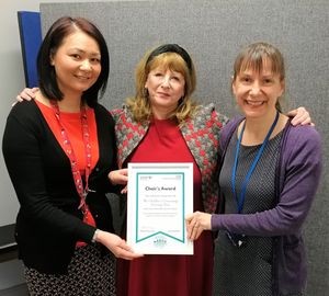 Denny Rogers and Mel Snaith from the children’s community nursing team with Nuala O’Kane