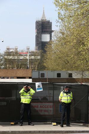 Police outside St Thomas’ Hospital in central London (Jonathan Brady/PA)