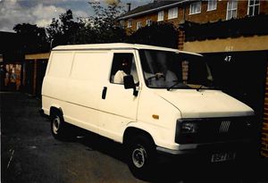 Gurdas pictured in the very first van he purchased for the business, a Fiat Ducato, in the mid-to-late 1980s