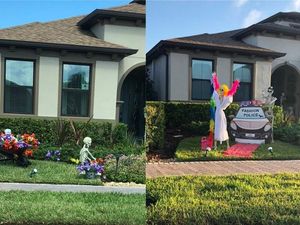 Supporting image for story: These people change the skeletons in their Halloween display every day