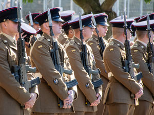 Supporting image for story: Newly-merged battalion of the Mercian Regiment marches in Staffordshire