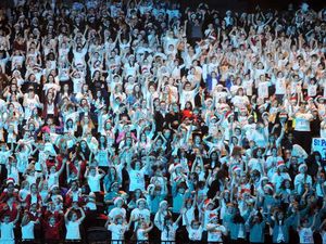 Supporting image for story: Young Voices ring out at LG?Arena as choir of 6,200 join TV's Connie