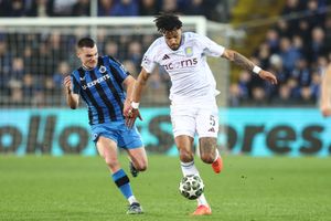 Club Brugge's Ferran Jutgla and Aston Villa's Tyrone Mings (right) in action on Tuesday night