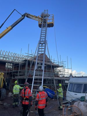 The man was rescued by fire crews after the platform got stuck. Photo: West Midlands Fire Service