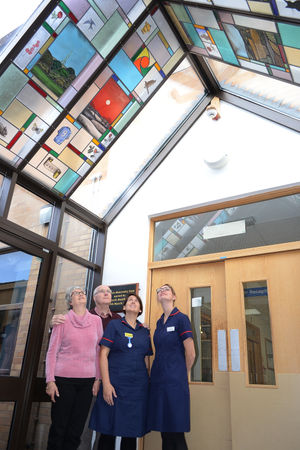 Pauline and Chris with ward manager Lucy Murcott and community manager Becky Havvas. 