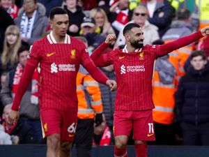 Supporting image for story: Mohamed Salah hits milestone 100th PL goal at Anfield as Liverpool thump Ipswich