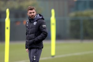 Interim boss James Morrison leading Albion training before the snow this week. (Photo by Adam Fradgley/West Bromwich Albion FC via Getty Images)