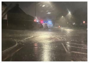 A manhole on Crankhall Lane in Wednsbury burst on Thursday evening (12 March) after heavy rain. (Photo: James Lloyd/Facebook)