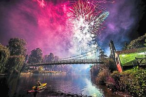Fireworks over the River Severn in Shrewsbury