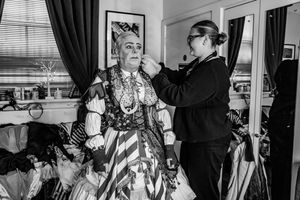 Molly De'Ath helps Ian Adams to get ready Sleeping Beauty. Photo: Danny Kaan