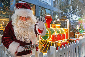 Santa and his train made up of 500,000 Lego bricks can be found at Liverpool ONE