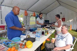 L to R: Campaigners Lionel King, Lesley Harrison, Lol Barnes, and Peter Barnes, are pictured in what has become the campers 