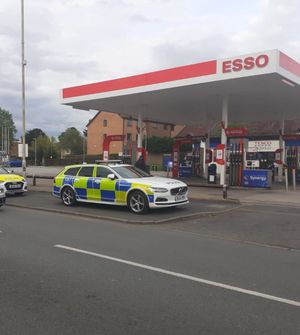 The scene outside Tesco Express last night (Thursday)