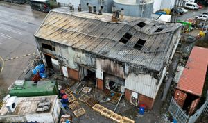 The G Simmons & Sons Pork Scratchings factory was left with significant damage after the fire broke out on Sunday evening