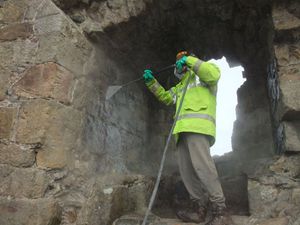 Supporting image for story: Specialists remove graffiti at Whittington Castle