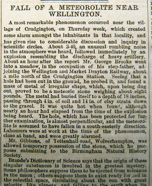 How the incident was reported in the Wellington Journal and Shrewsbury News on April 29, 1876.