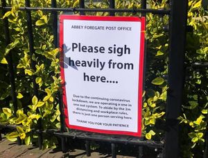 The cheeky signs were outside Abbey Foregate post office. Pics: Chris Kelsall