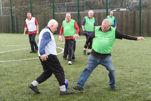 All the normal football rules still apply to walking football as the players at the Bucks Head get stuck in