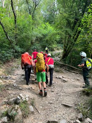 The casualty being stretchered from the scene. Picture: Central Beacons Mountain Rescue Team