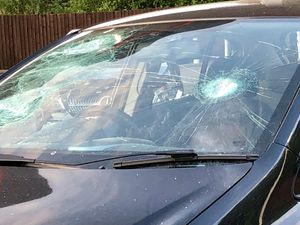 The damage to the car windscreen. Photo: @KennettPhoto