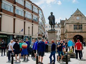 Supporting image for story: 'Statue defenders' gather around Robert Clive in Shrewsbury