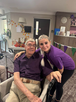 Resident and colleague at HC-One’s Sedgley Court Care Home’s World Alzheimer’s Day Cuppa Joy Friday event