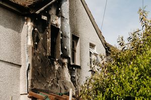 The aftermath of a house fire in Holyhead Road, Wednesbury.