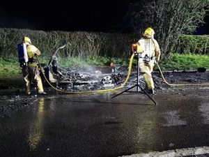 Supporting image for story: Driver taken to hospital after fire destroys caravan on A49 near Church Stretton