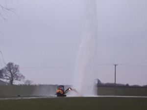 Supporting image for story: Burst pipe sprays water high into Shifnal sky