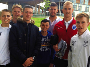Supporting image for story: England squad: Stars take time out of Euro 2016 preperation to have pictures taken with Telford students