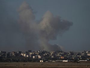 Smoke rises following an Israeli bombardment on the Gaza Strip