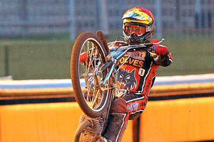 Tai Woffinden celebrates at Monmore Green. Picture: John Hipkiss