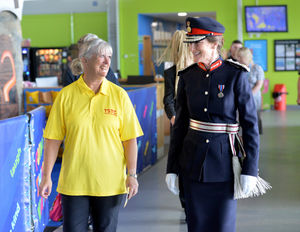 Shropshire's Lord-Lieutenant Anna Turner visited Tricia Sharpe and Disability Trampolining at Shrewsbury Sports Village