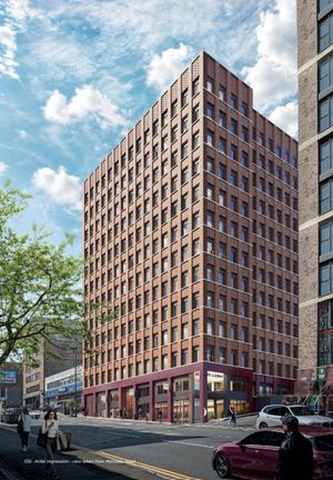 CGI of proposed development at Holloway Head, Birmingham - the apartment block specifically. Taken from design document prepared by JBVJ Architects.