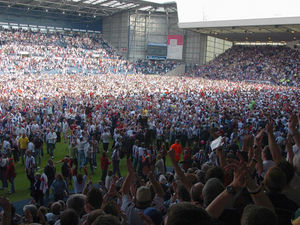 Thousands of Baggies flood The Hawthorns picture after Albion defy the odds to stay in the top flight on the final day. Pic: Getty