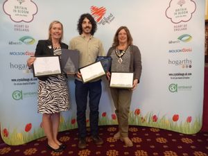 From left, Natalie Bainbridge, Elliot Bastos and Mayor, Olly Rose