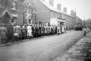 And fish too... This queue for fish at the Wood's shop in Craven Arms was for Good Friday in 1946 or 1947.