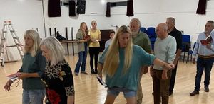 Members of the cast in rehearsal for The Railway Children