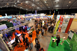 Exhibitors fill the hall