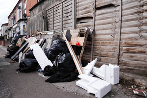 Uncollected refuse bags in the Sparkhill area of Birmingham